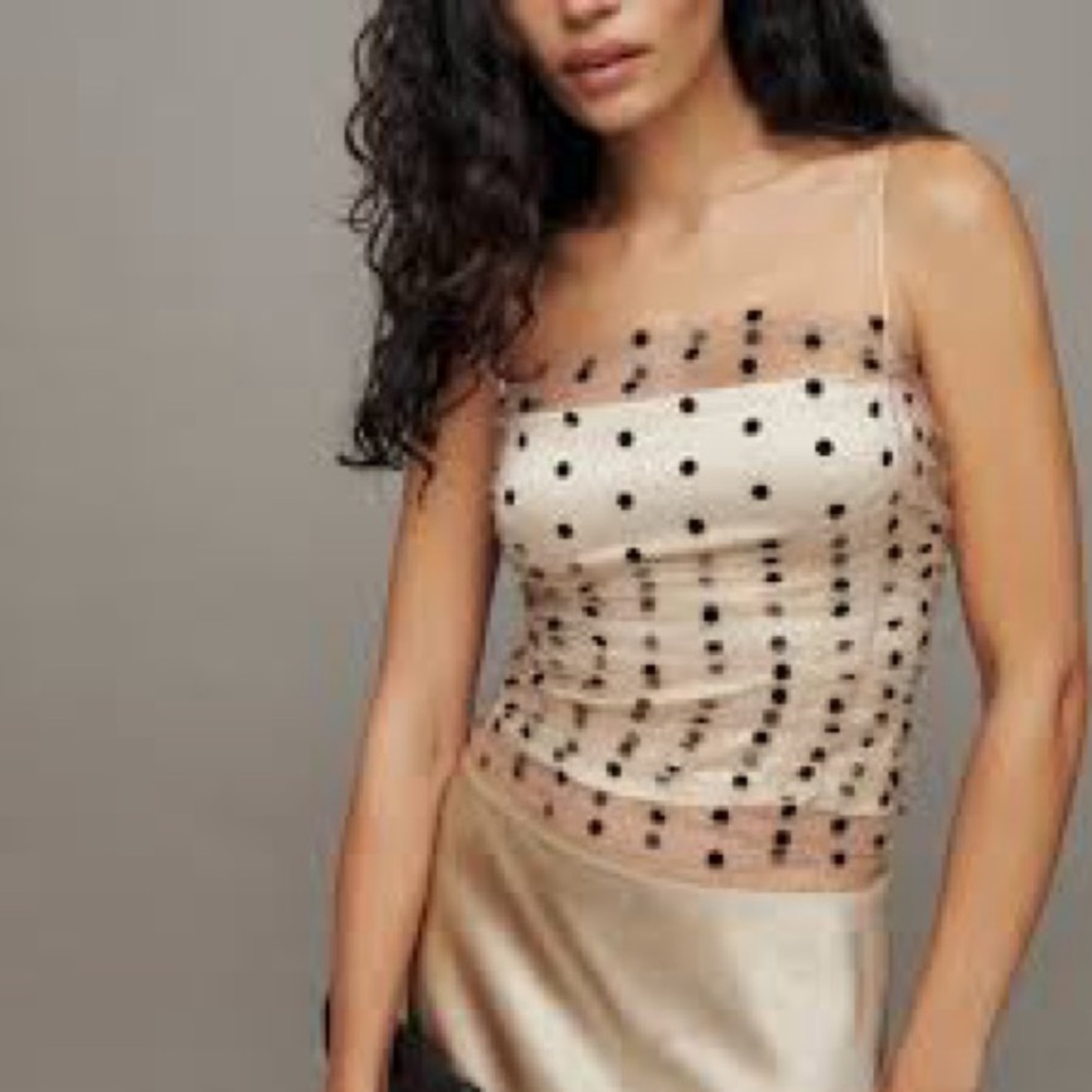 Reformation Tan and Black Polka Dot Camisole - Picture 6 of 7